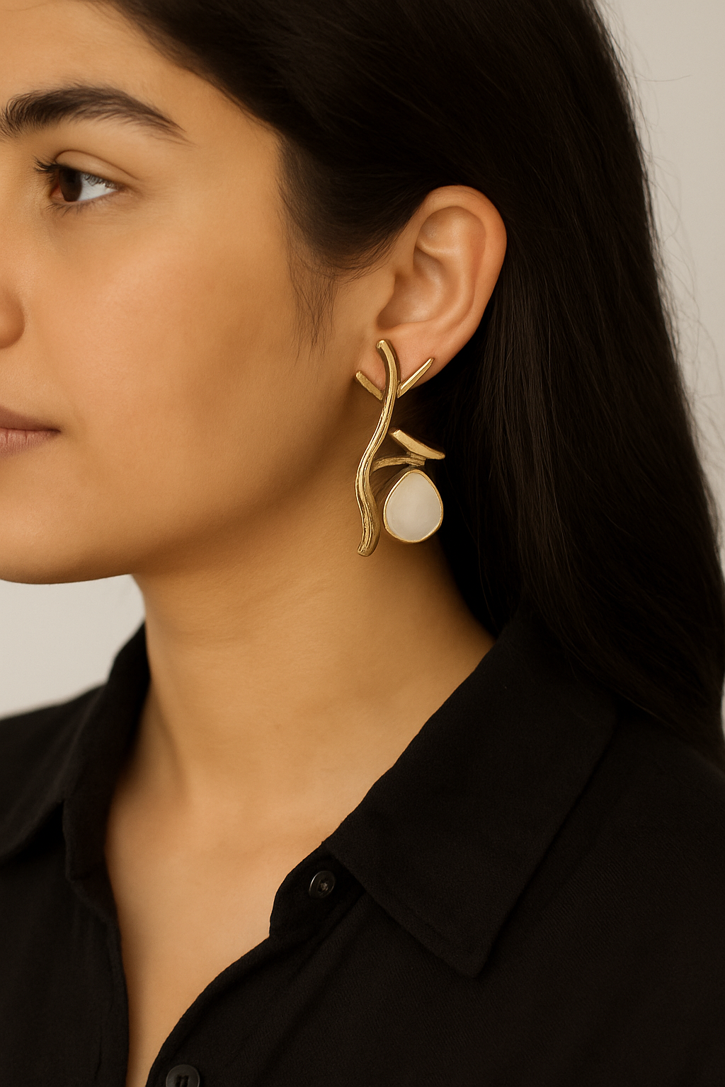 Radiant Elegance Golden German Brass Earrings Garud Wear
