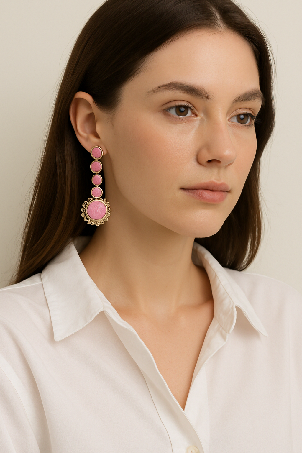 Boho Bliss Pink Druzy Brass Earrings Garud Wear