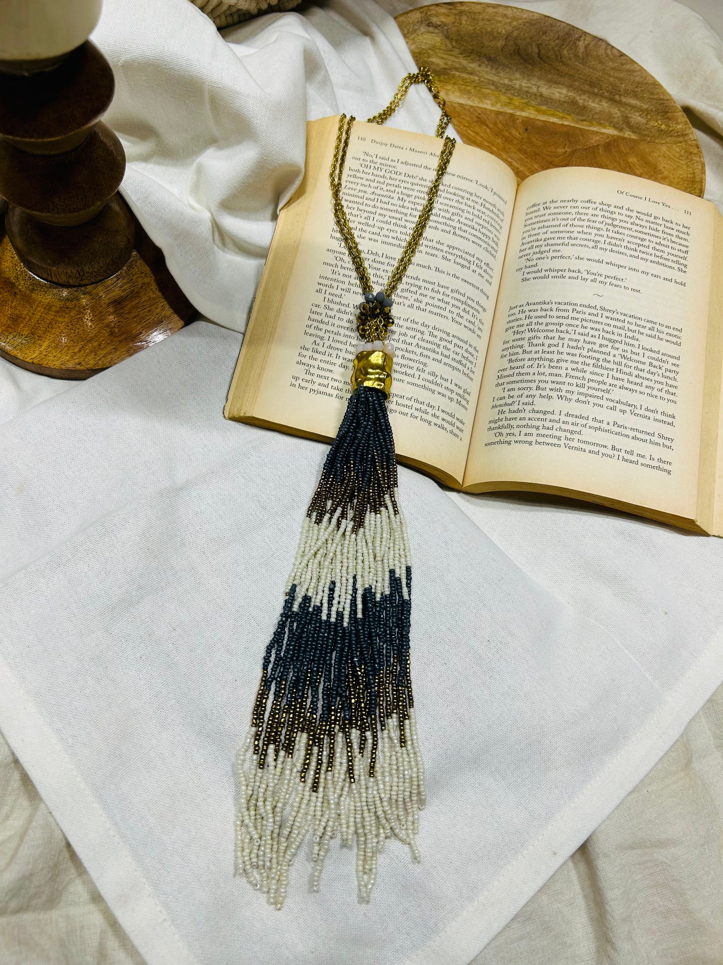 Grey Long Neckpiece Guiyaa Jewels