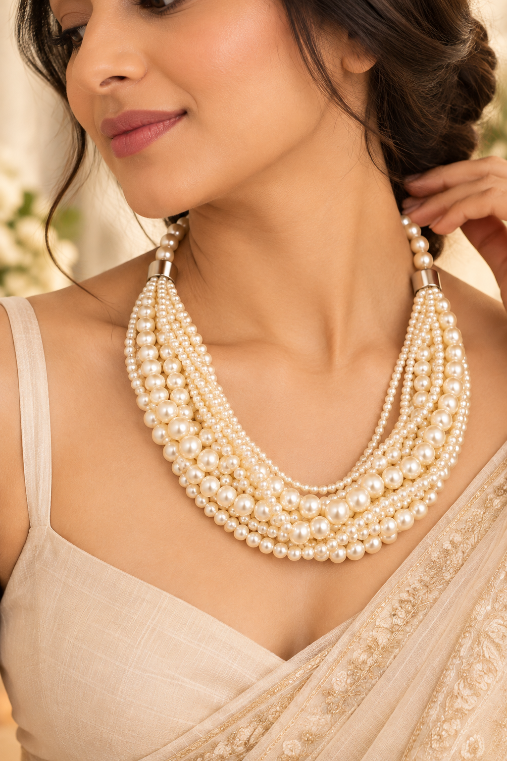 White Pearls Necklace Garud Wear