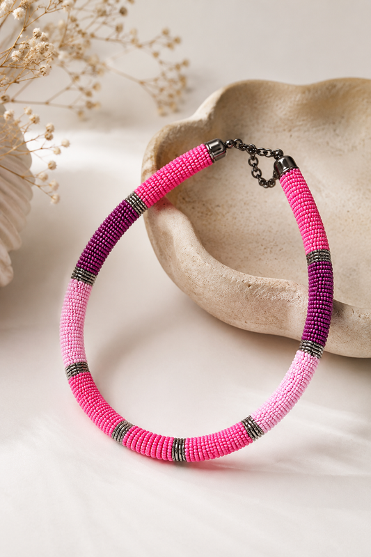 Pink Beads Elegant Handmade Garud Wear