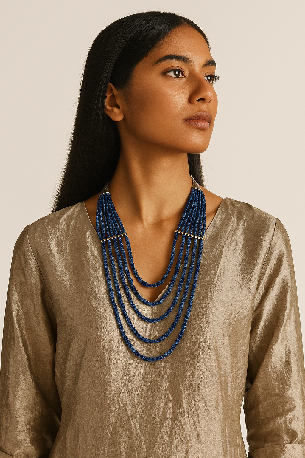 Ocean Breeze Blue Layered Beaded Necklace Garud Wear