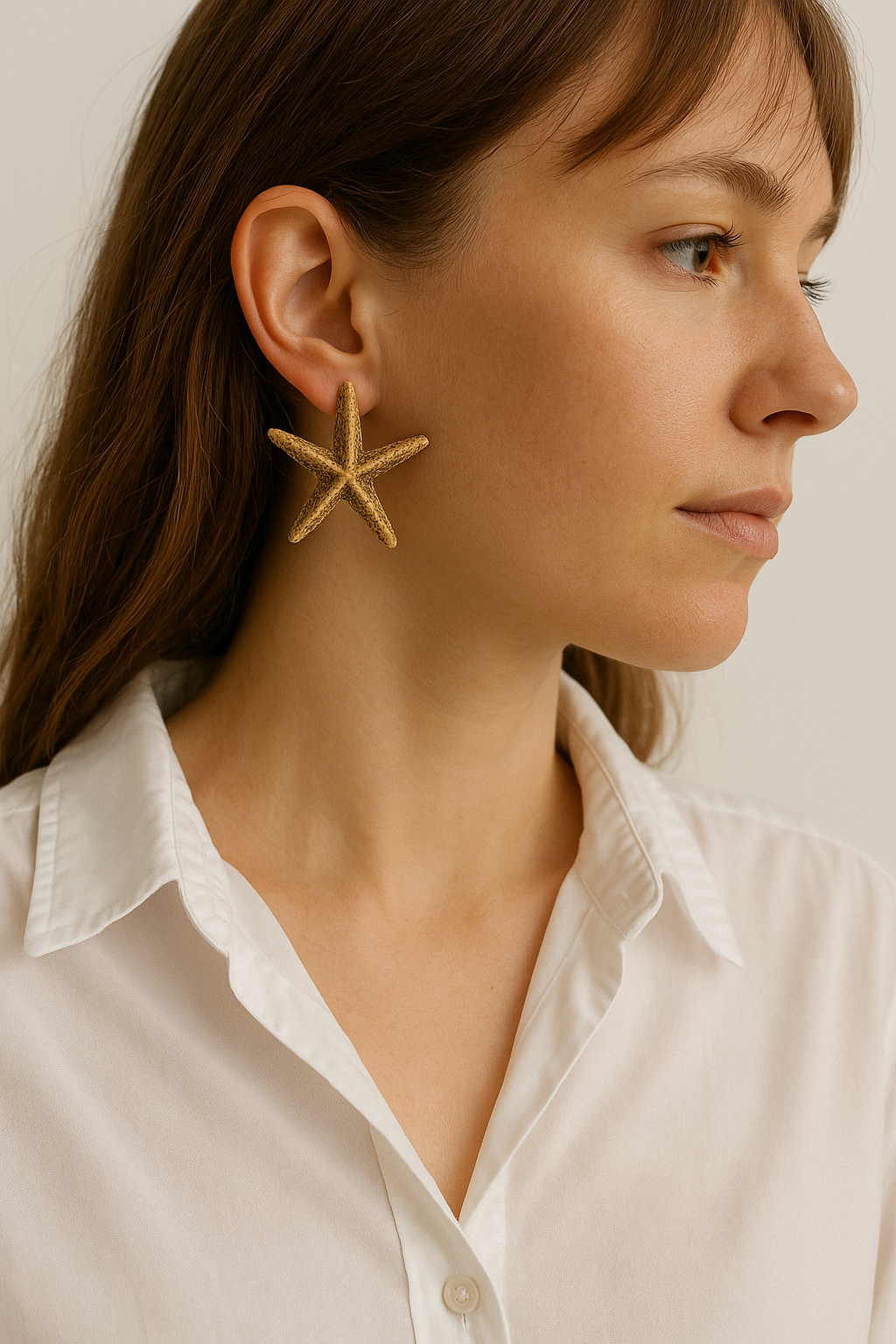 Golden Rustic Star Brass Earrings Garud Wear