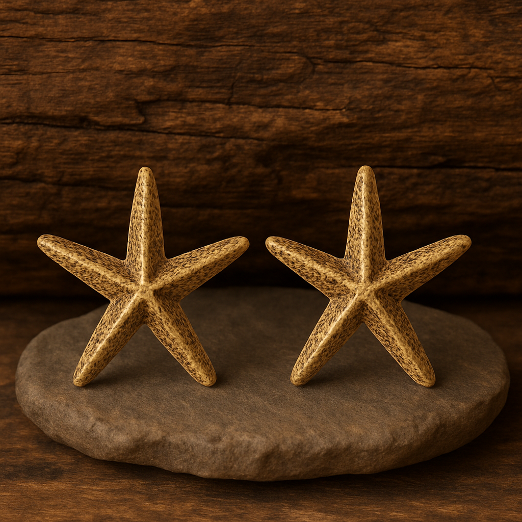 Golden Rustic Star Brass Earrings Garud Wear