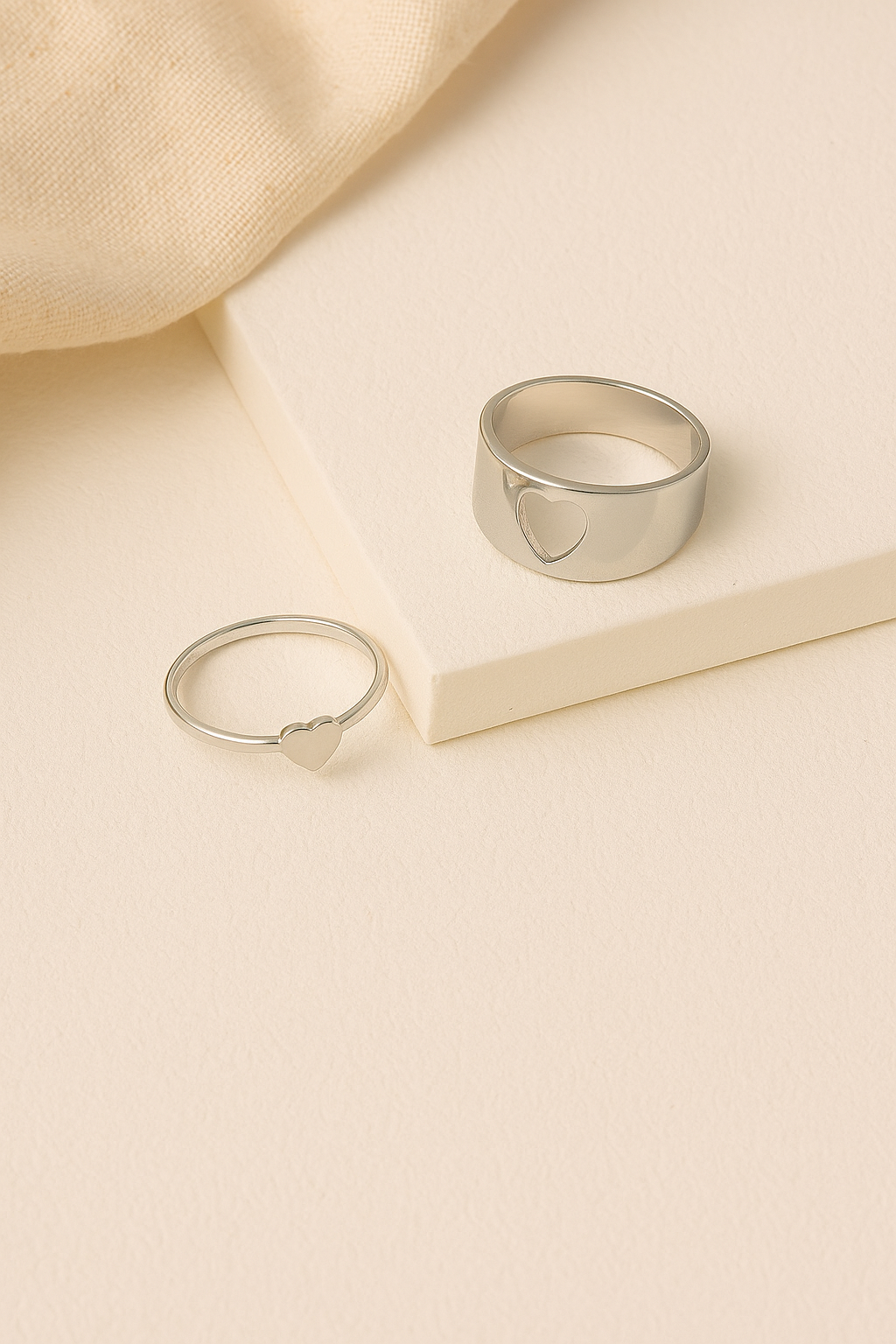Silver Heart Duo Rings Garud Wear