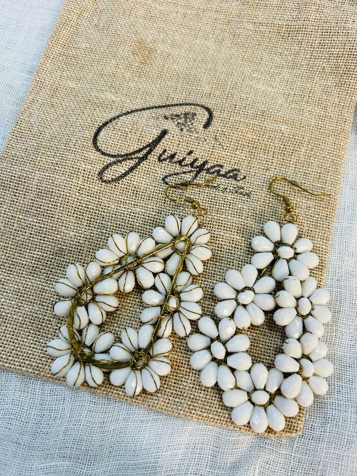 White Floral Earrings - Garud Wear