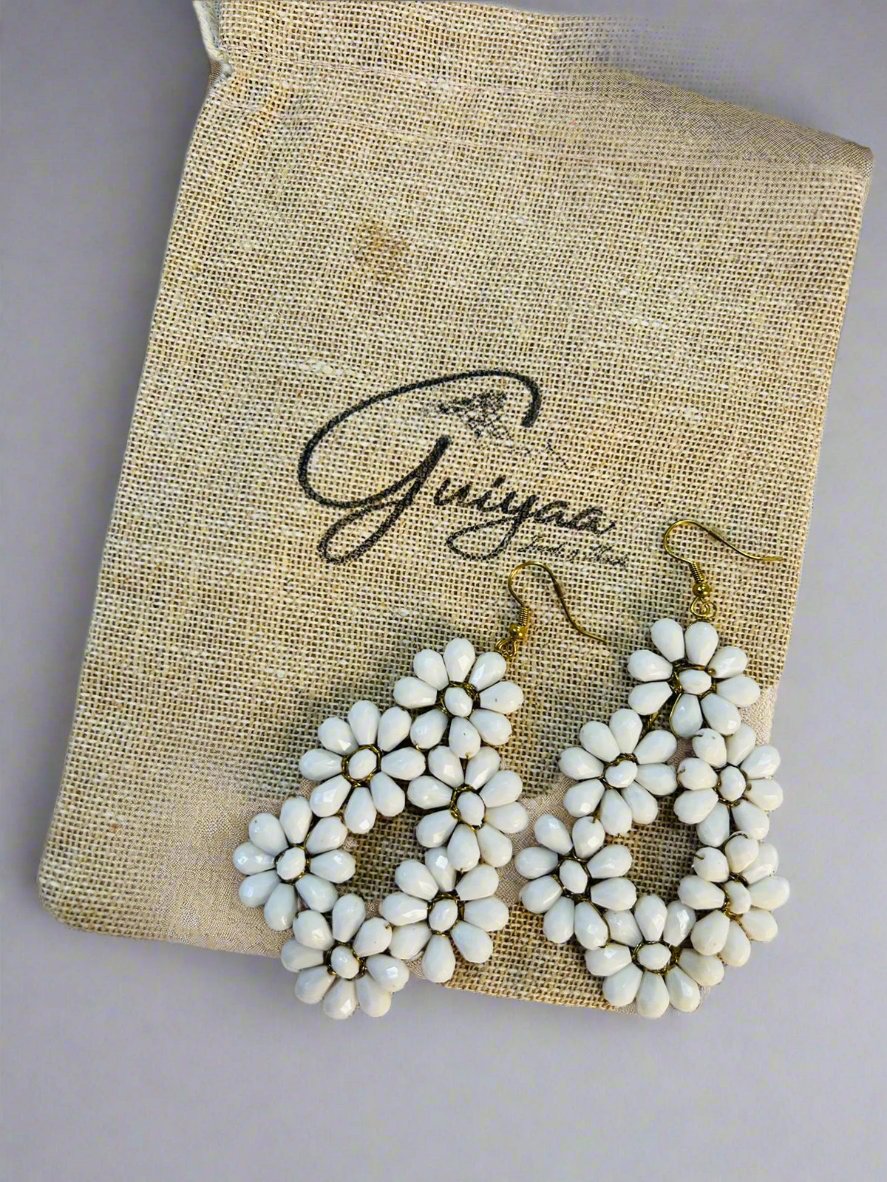 White Floral Earrings - Garud Wear