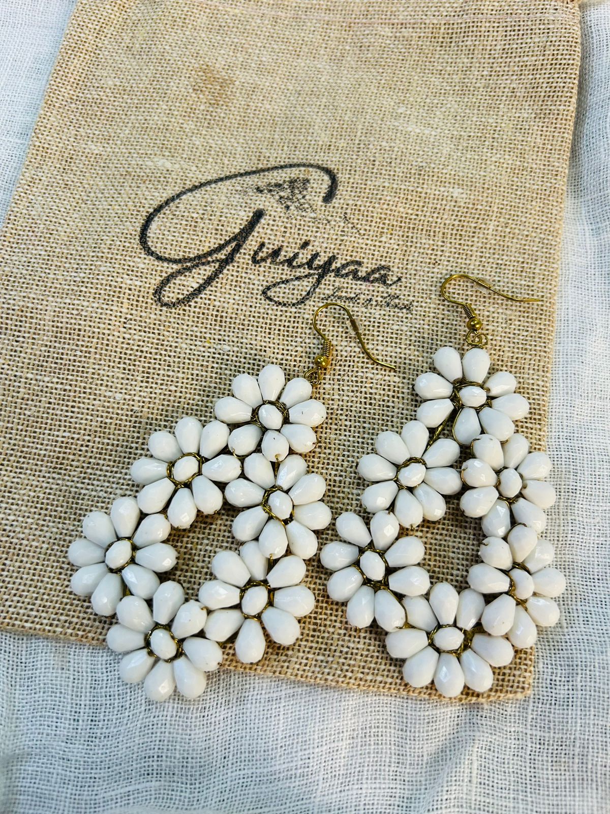 White Floral Earrings - Garud Wear