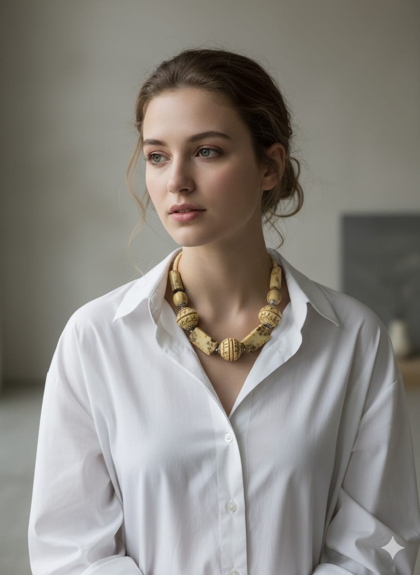 BoneCraft Off-White Handmade Necklace Garud Wear
