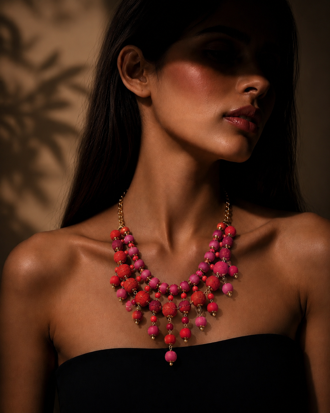 Pink Beaded Necklace Garud Wear