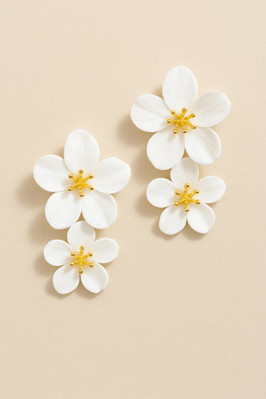 White Flowers Drop Garud Wear