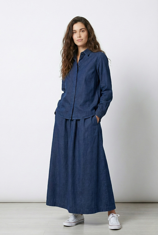 Blue Linen Cord Set Garud Wear