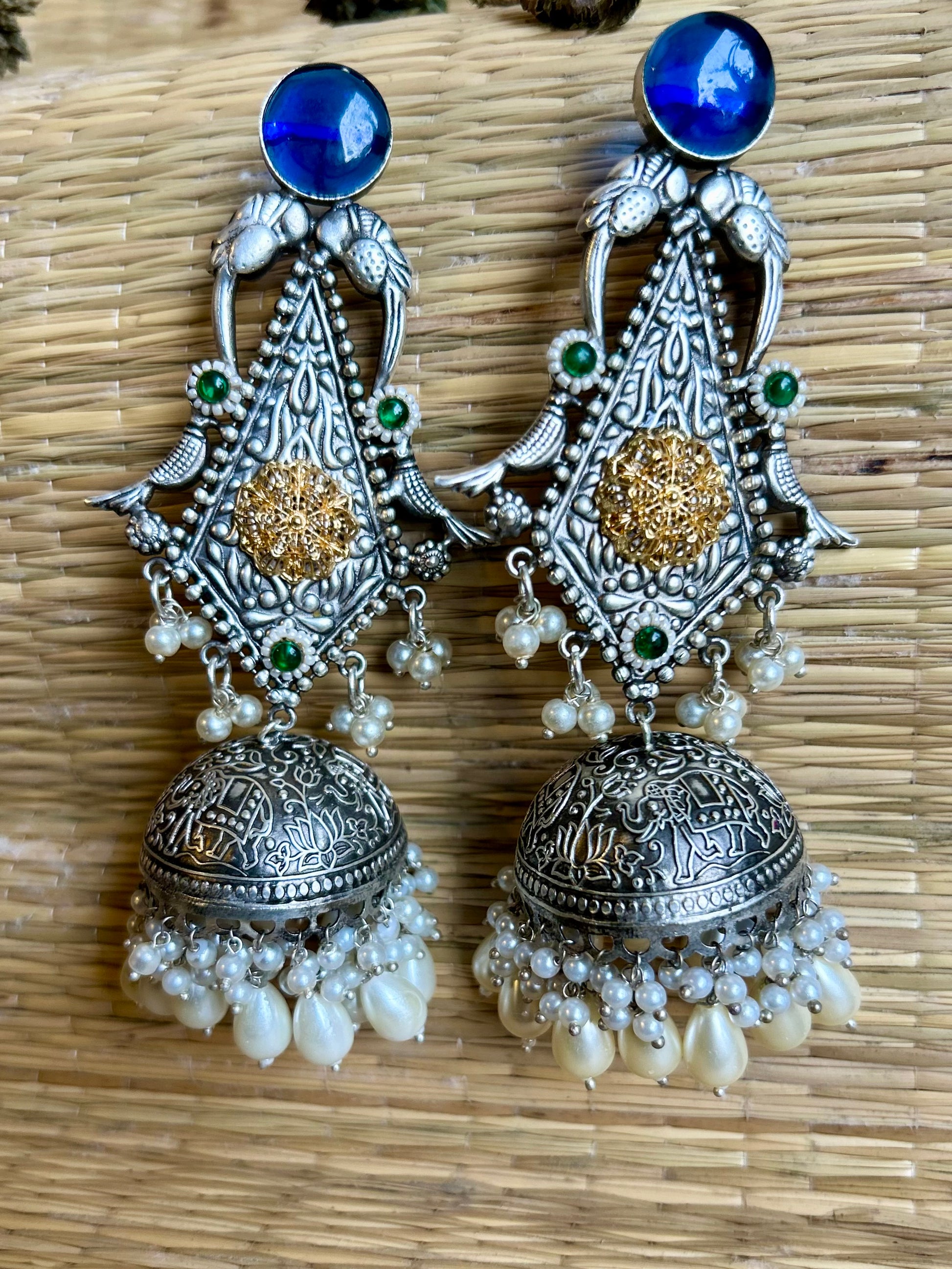 Indigo Bliss Jhumka - Garud Wear