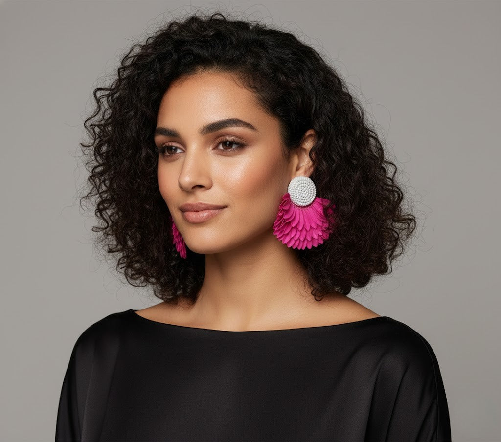 Pink floral earrings