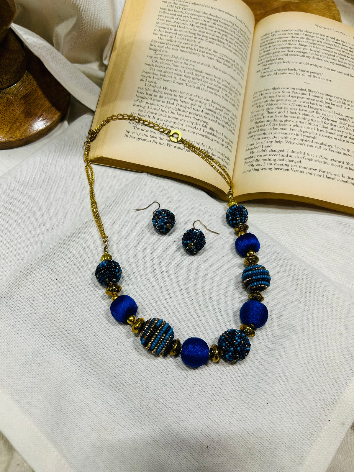 Blue Beaded Necklace set Guiyaa Jewels