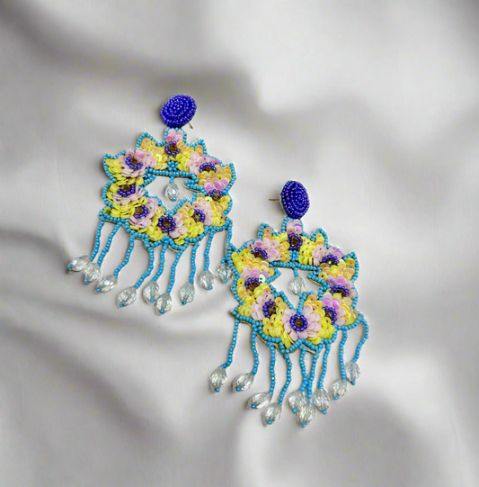Flora Purple Blue Earrings - Garud Wear