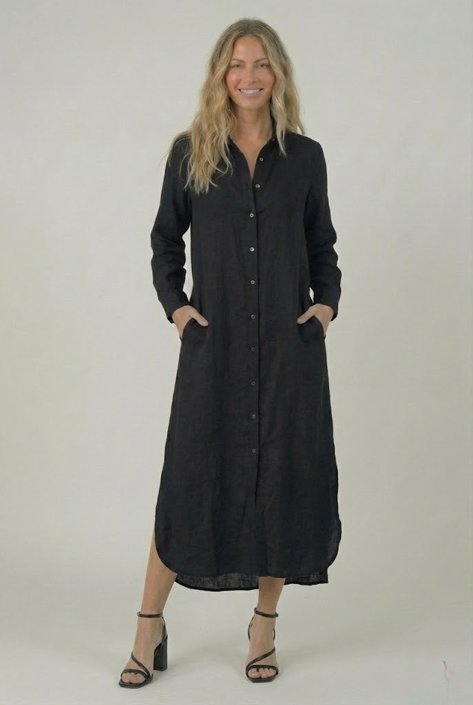 Black Linen Dress Garud Wear