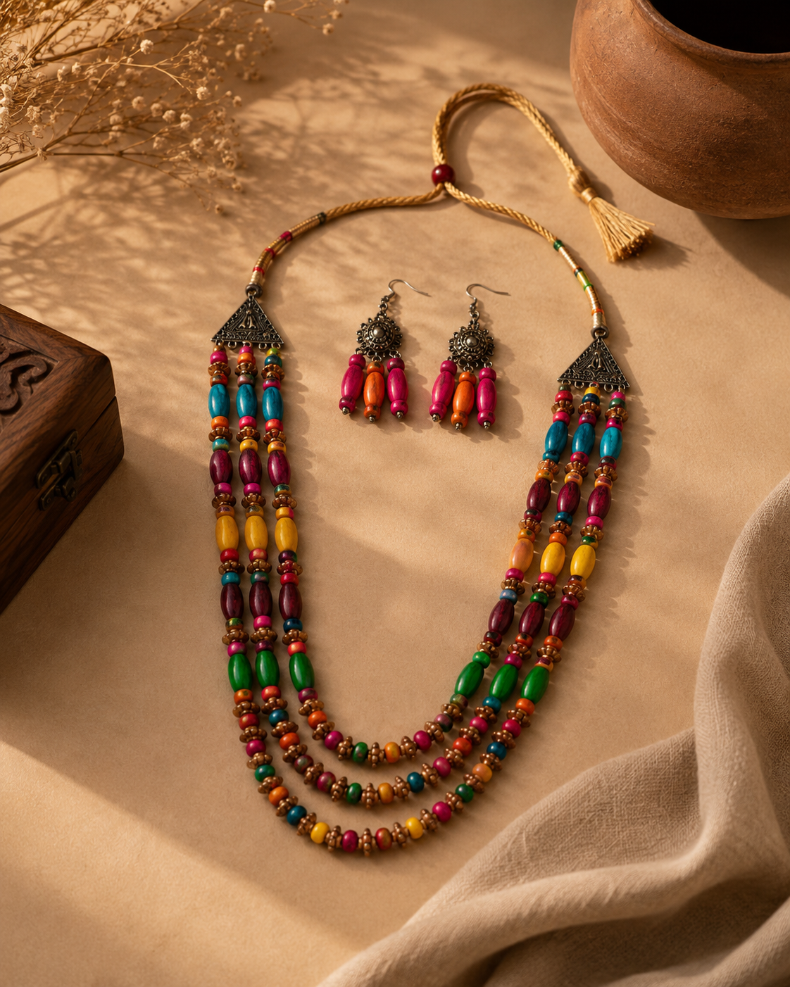 Multicolour Long Necklace Garud Wear