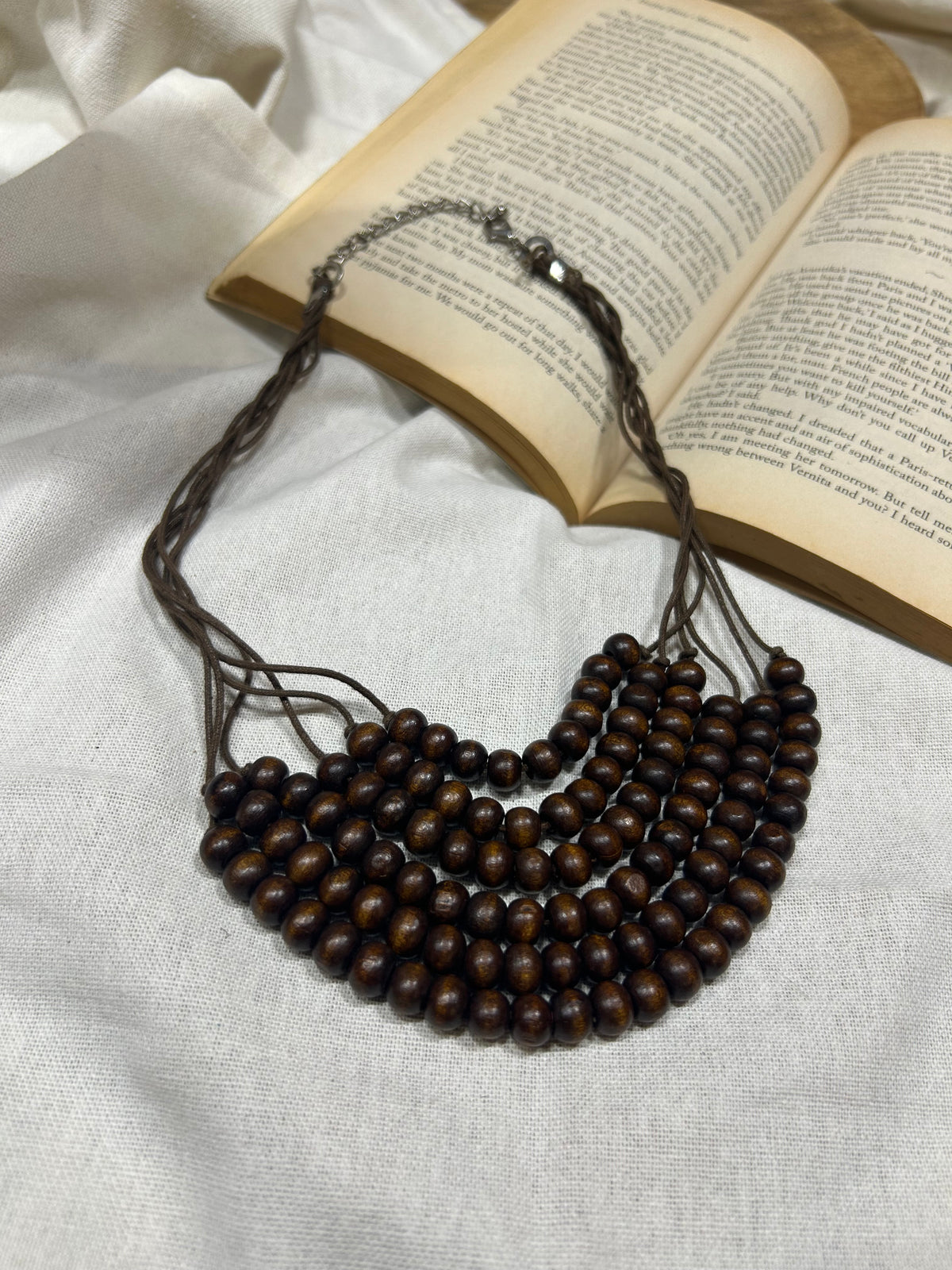 Wooden Brown Layer Necklace Guiyaa Jewels