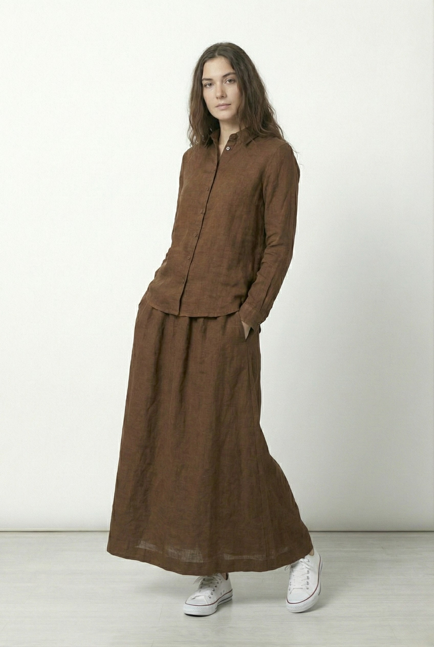 Brown Linen Cord Set Garud Wear