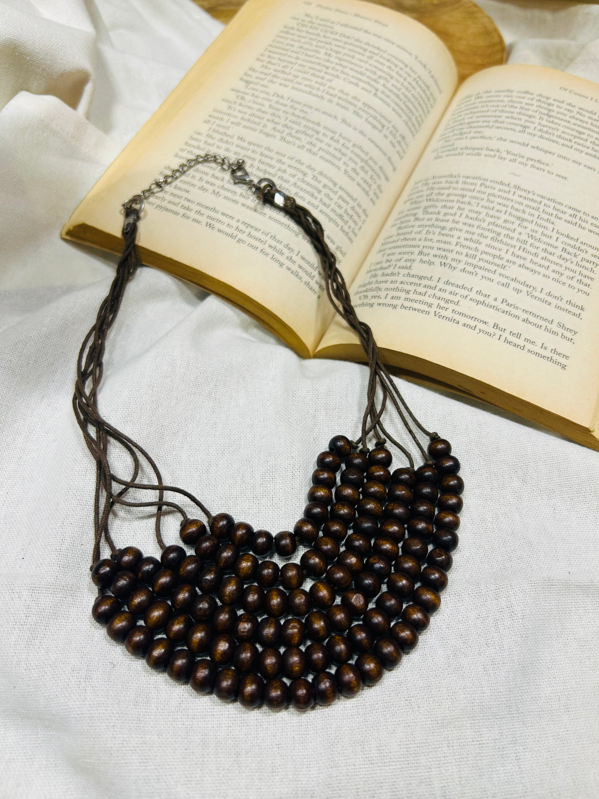 Wooden Brown Layer Necklace Guiyaa Jewels