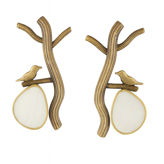 Radiant Elegance Golden German Brass Earrings Garud Wear