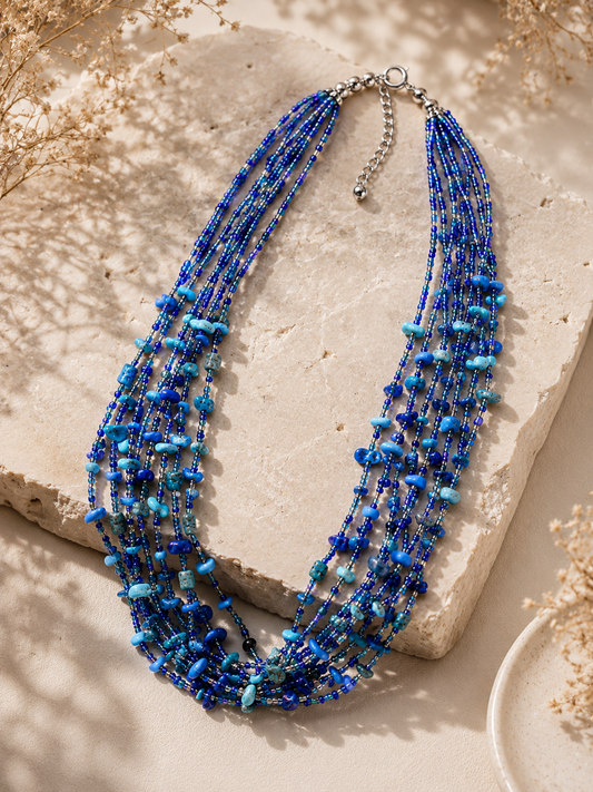 Handcrafted Blue Shell Necklace Garud Wear