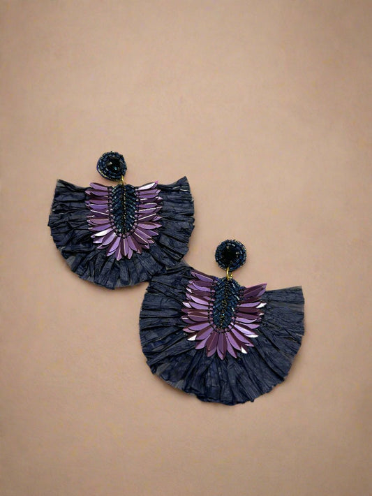 Purple Raffia Earrings - Garud Wear