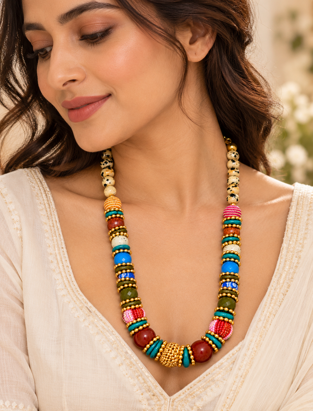 Round Beaded Necklace Garud Wear