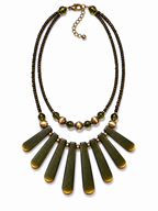 Olive Green Handmade Wooden Necklace Garud Wear