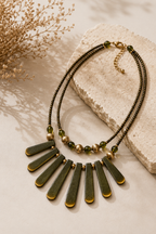 Olive Green Handmade Wooden Necklace Garud Wear