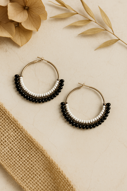 Elegant Ebony Beaded Earrings Garud Wear