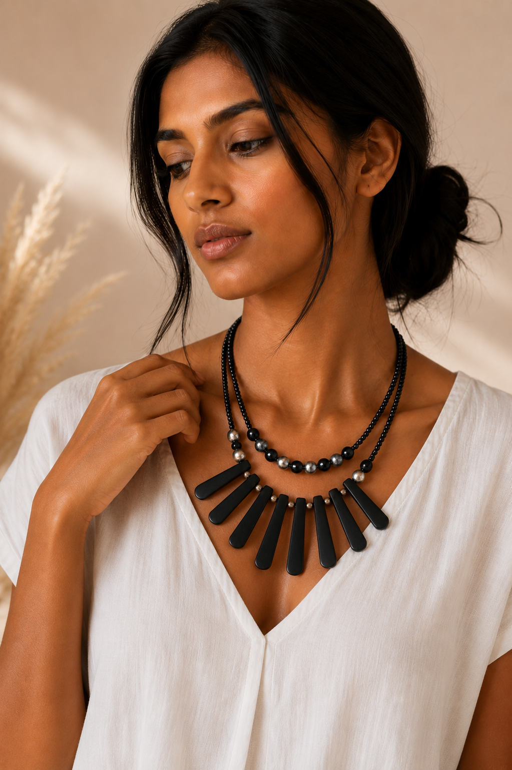 Black Wooden Handmade Necklace Garud Wear