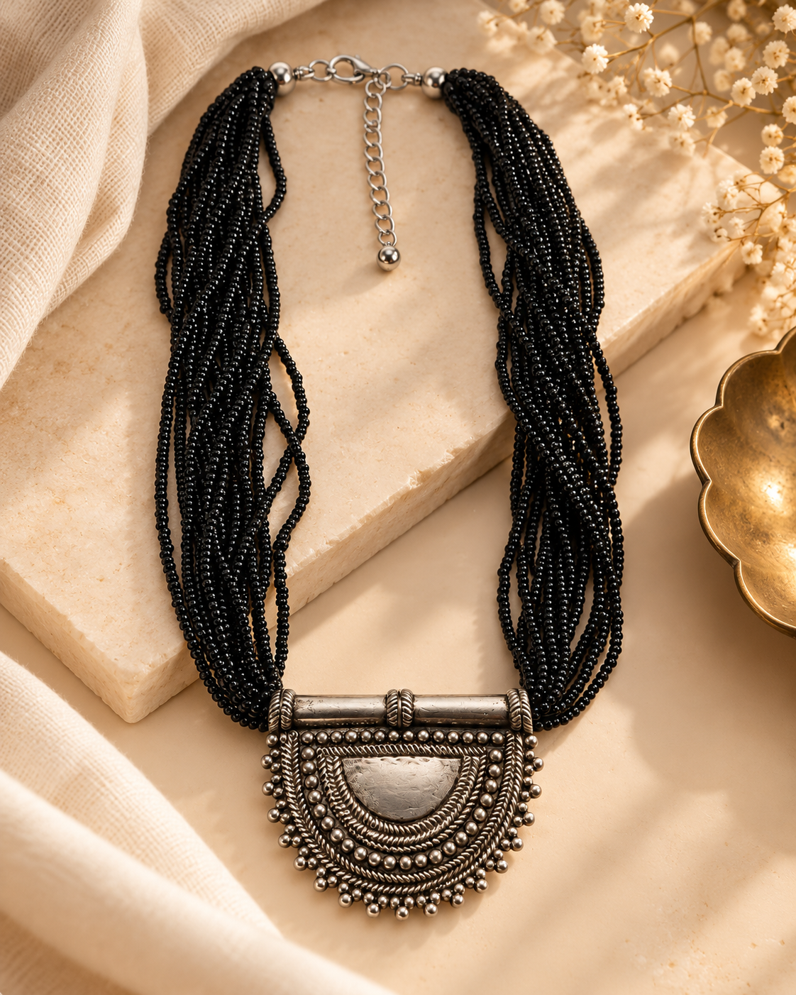 Black Beaded Necklace Garud Wear