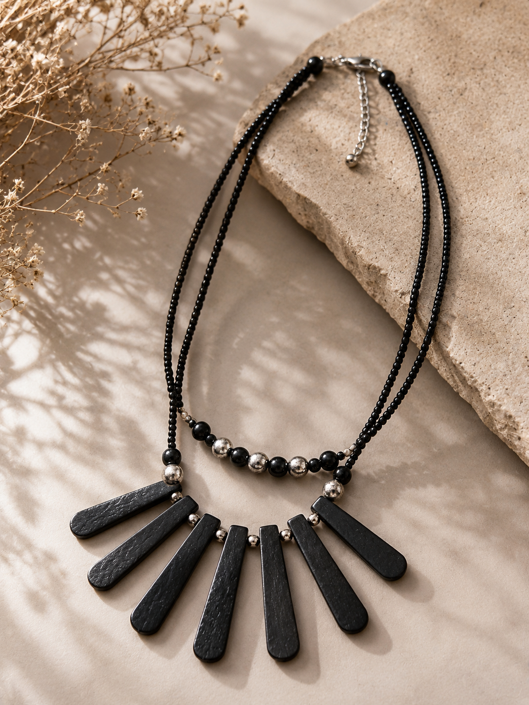 Black Wooden Handmade Necklace Garud Wear