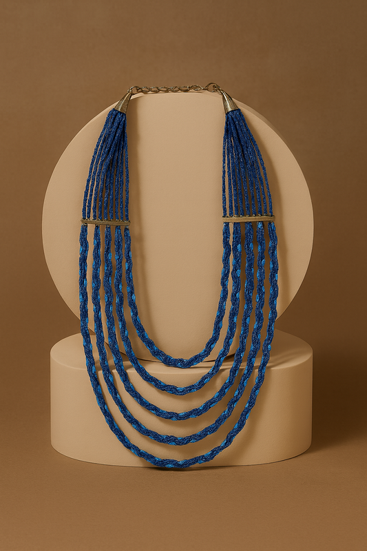 Ocean Breeze Blue Layered Beaded Necklace Garud Wear