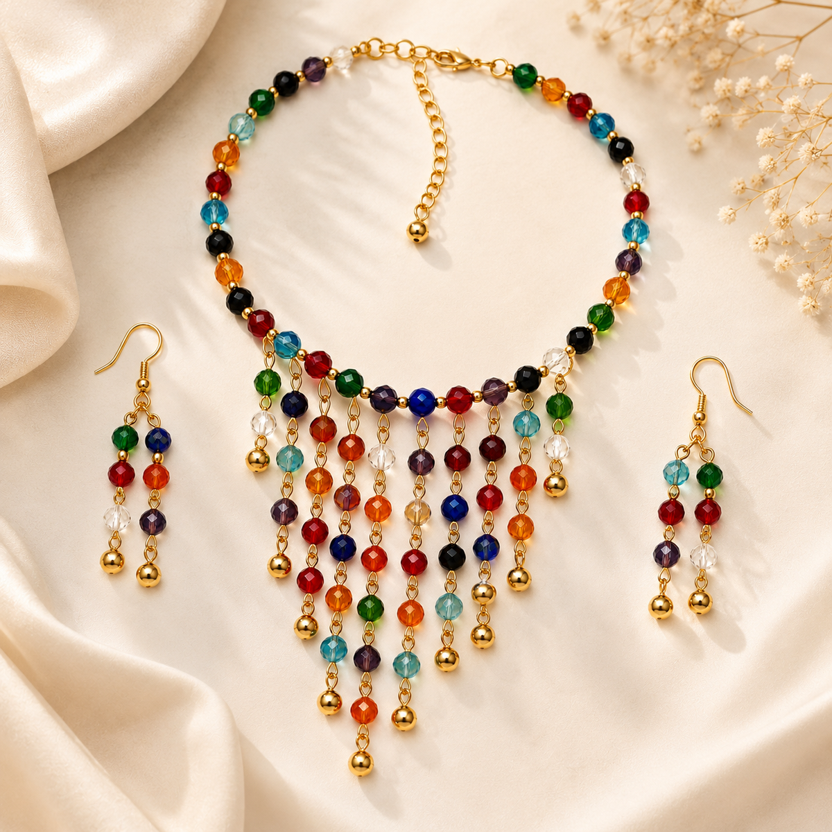 Multicolour String Necklace Garud Wear