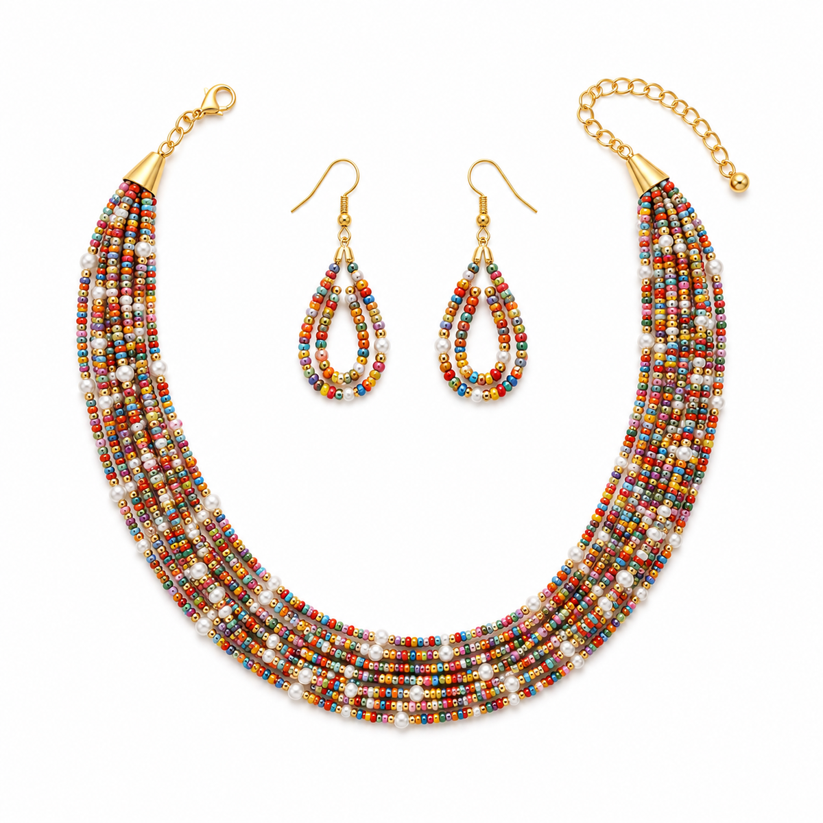 Multicolour Beaded Necklace Garud Wear