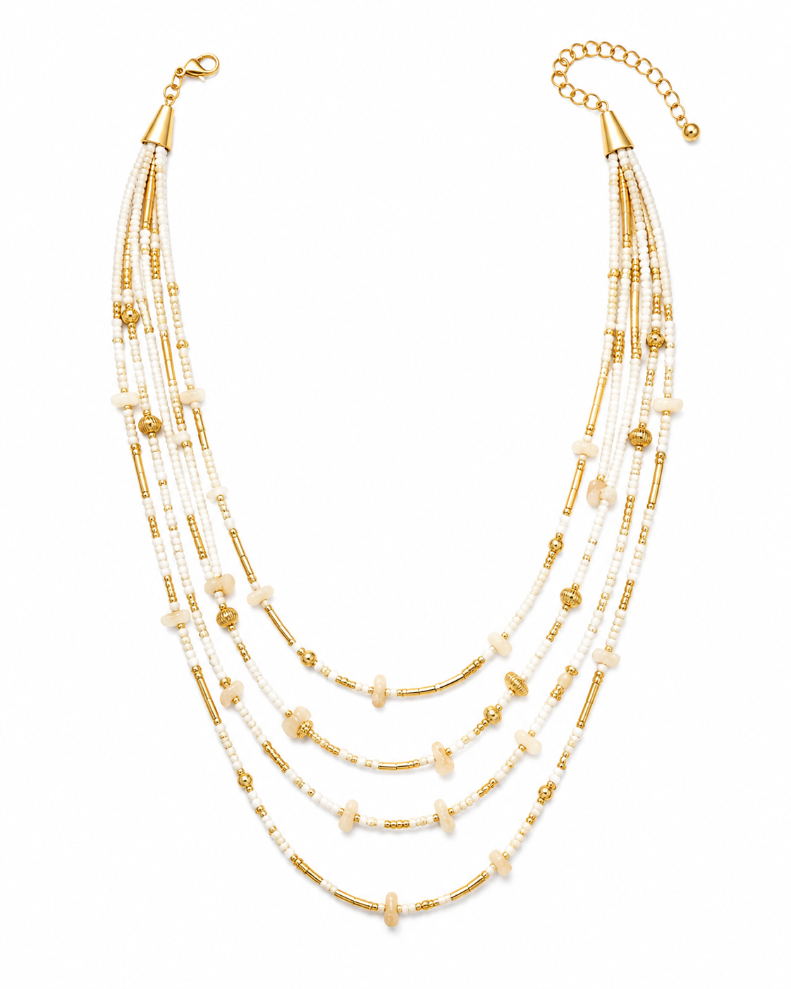 Golden Cream Harmony Layered Necklace Garud Wear