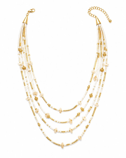 Golden Cream Harmony Layered Necklace Garud Wear