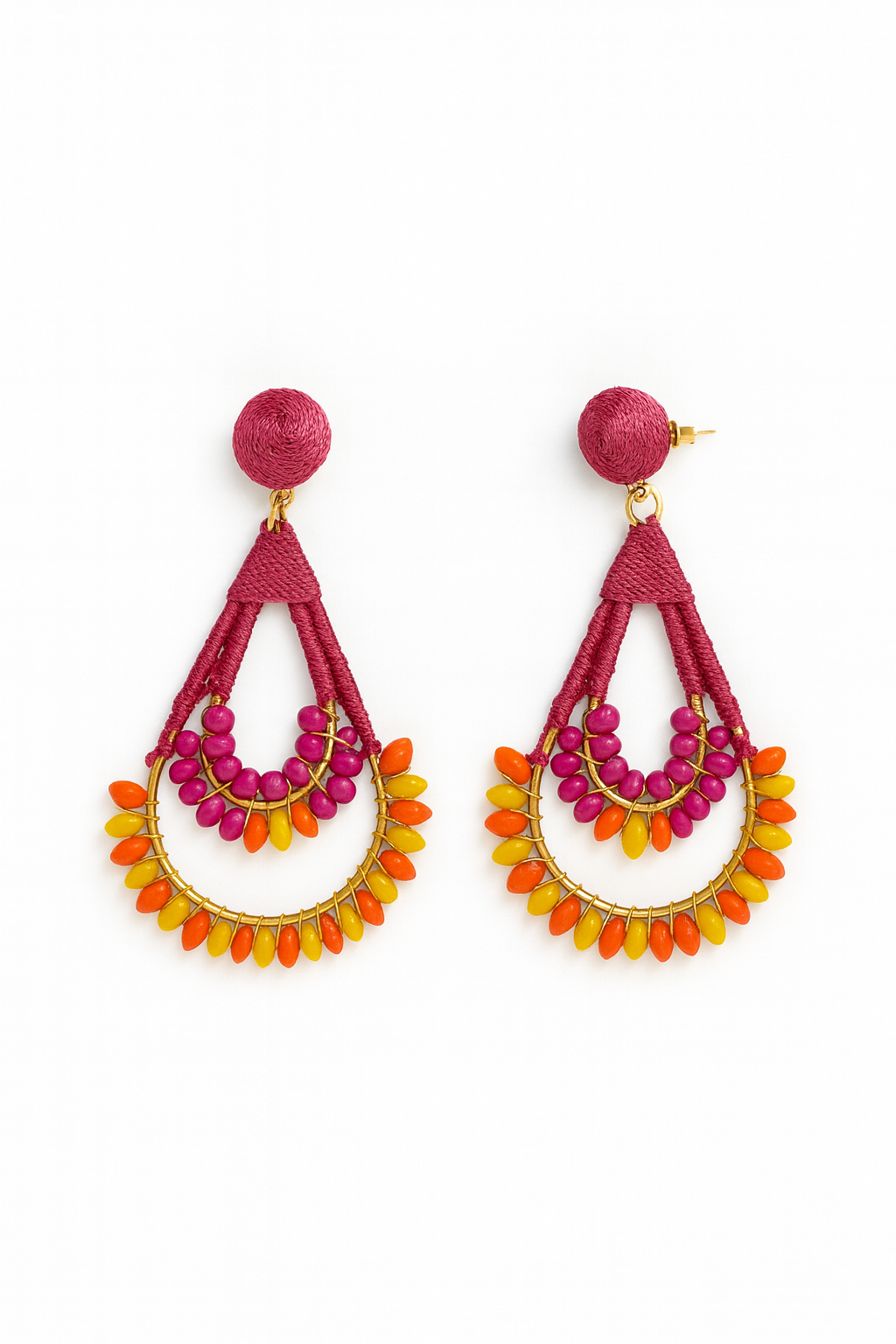 Sunset Glow Fabric & Beaded Earrings Garud Wear