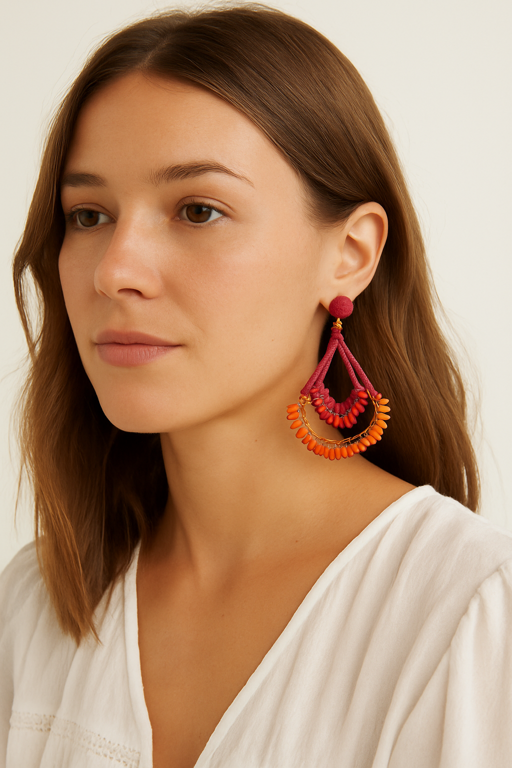 Sunset Glow Fabric & Beaded Earrings Garud Wear