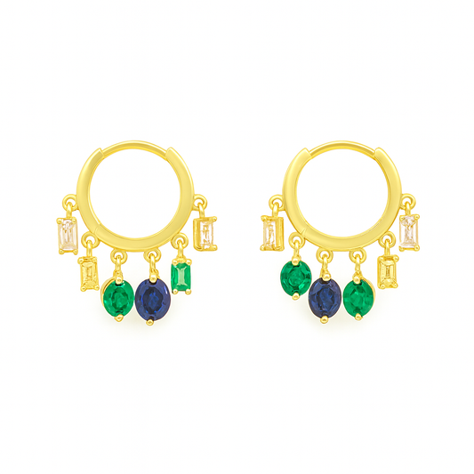 Elegant Radiance Multi-Color Gold Earrings Garud Wear