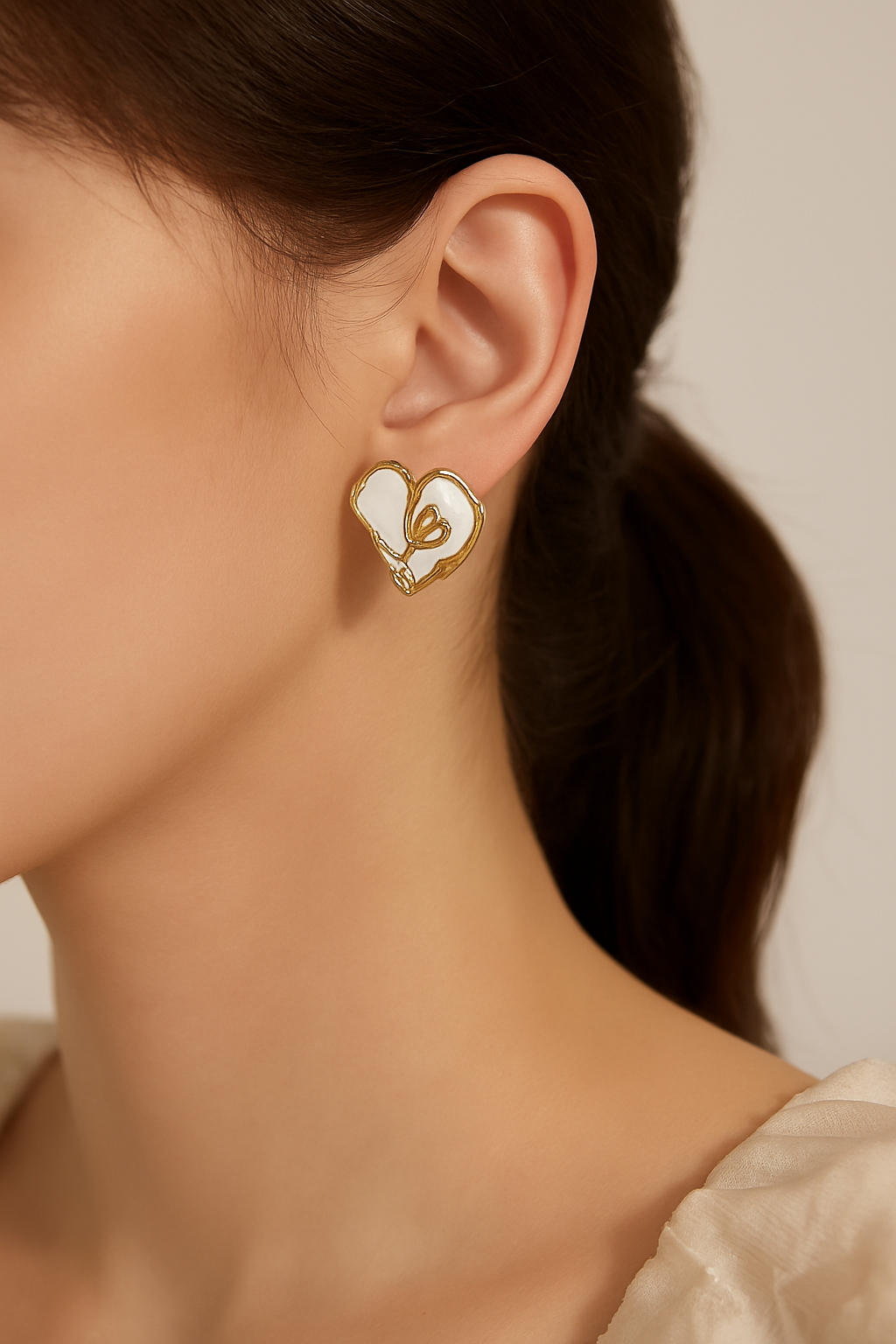 Golden Rose Heart Earrings Garud Wear