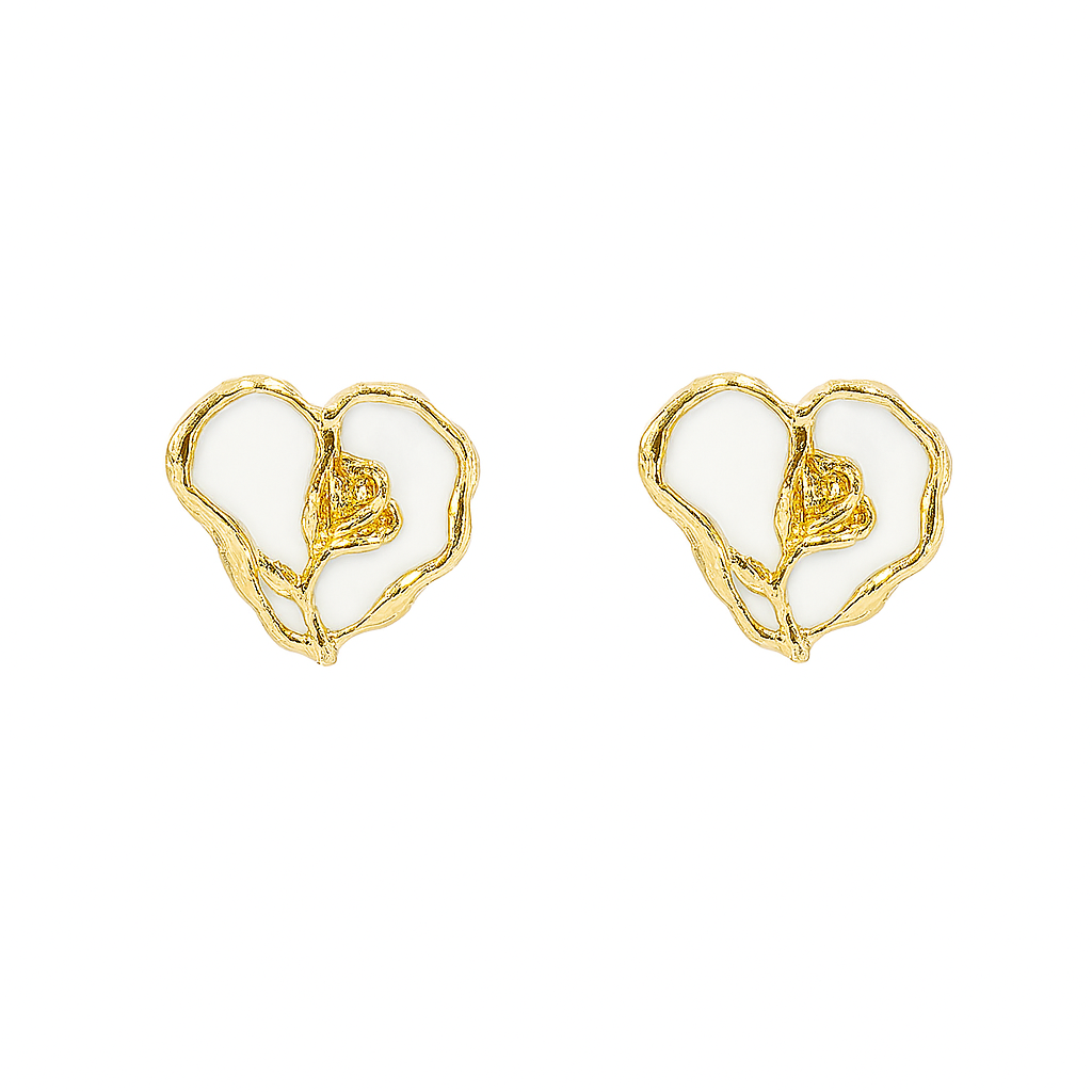 Golden Rose Heart Earrings Garud Wear