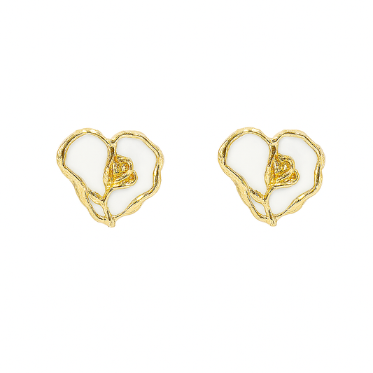 Golden Rose Heart Earrings Garud Wear