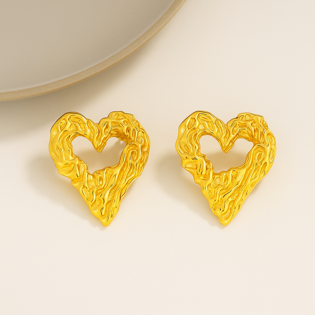 Golden Heart Glow Earrings Garud Wear