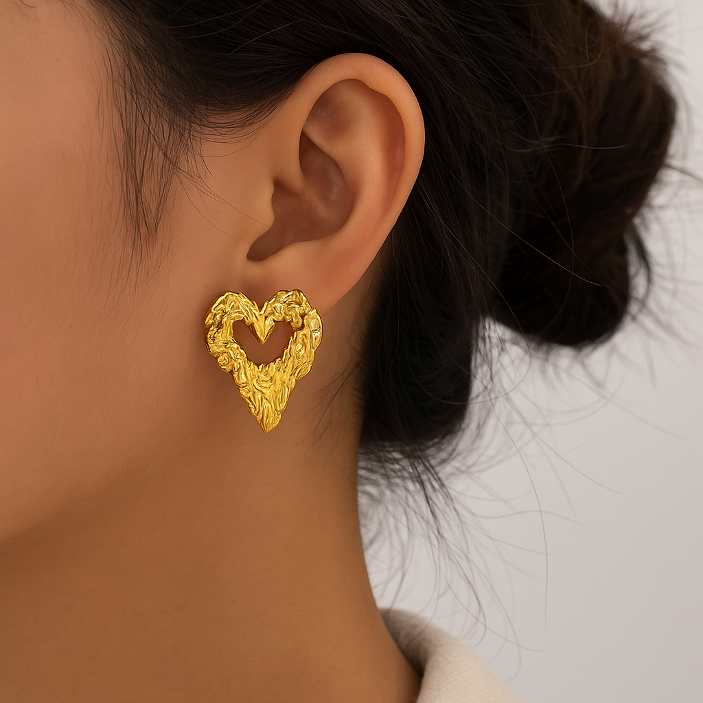 Golden Heart Glow Earrings Garud Wear