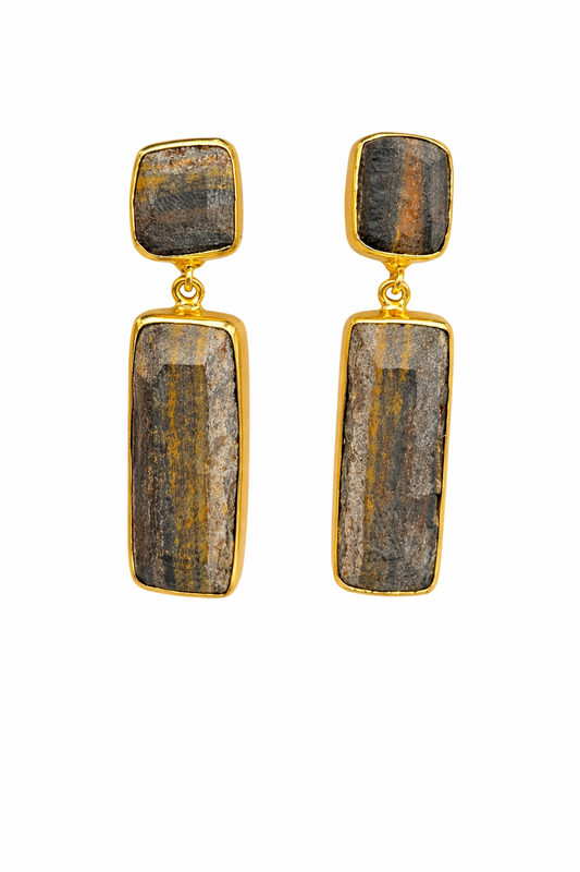 Vintage Stone Frame Earrings Garud Wear