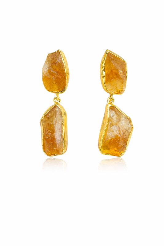 Textured Stone Gold Earrings Garud Wear